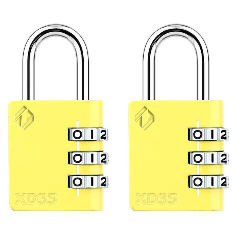 Zarker XD35 Combination Lock, 3-Digit Padlock for School Gym Sports LockerLock, Fence, Toolbox, Case, Hasp Storage (2-Pack, Yellow) - Image 1